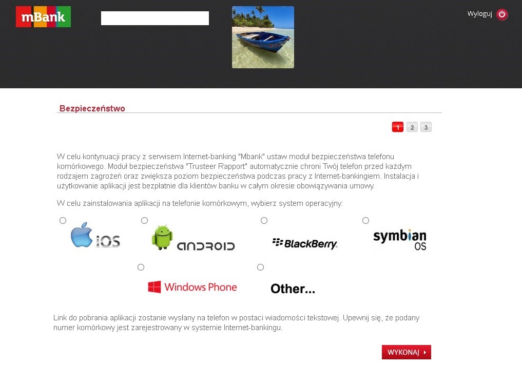 Screen z fałszywą wiadomością