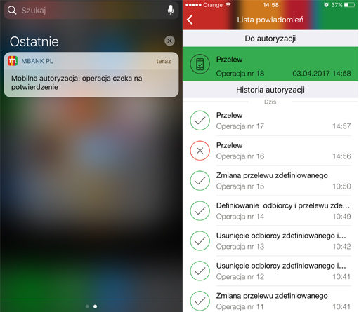 Mobilna autoryzacja - operacje