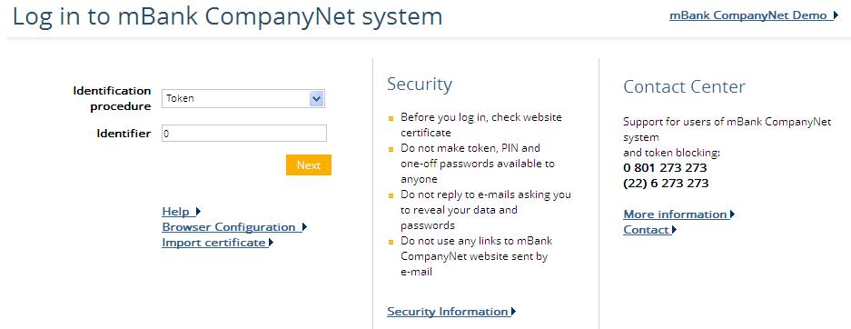 Change in the way of logging into the mBank CompanyNet system