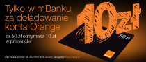 Promocja sieci Orange 50+20% tylko w mBanku!
