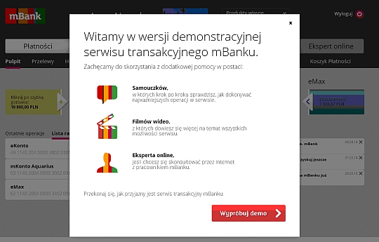 Demo serwisu mBank