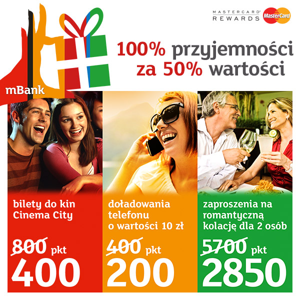 Nagrody za 50% wartości punktowej - MasterCard i mBank