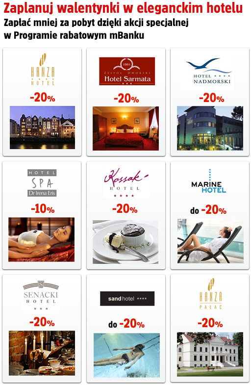 Romantyczne walentynki w wybranych hotelach z rabatami do 20%