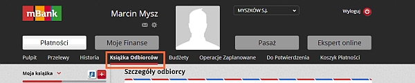 Edycja szablony zaufanego/niezaufanego - szczegóły odbiorcy