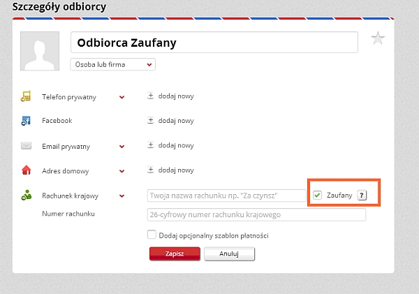 Książka odbiorców - mBank